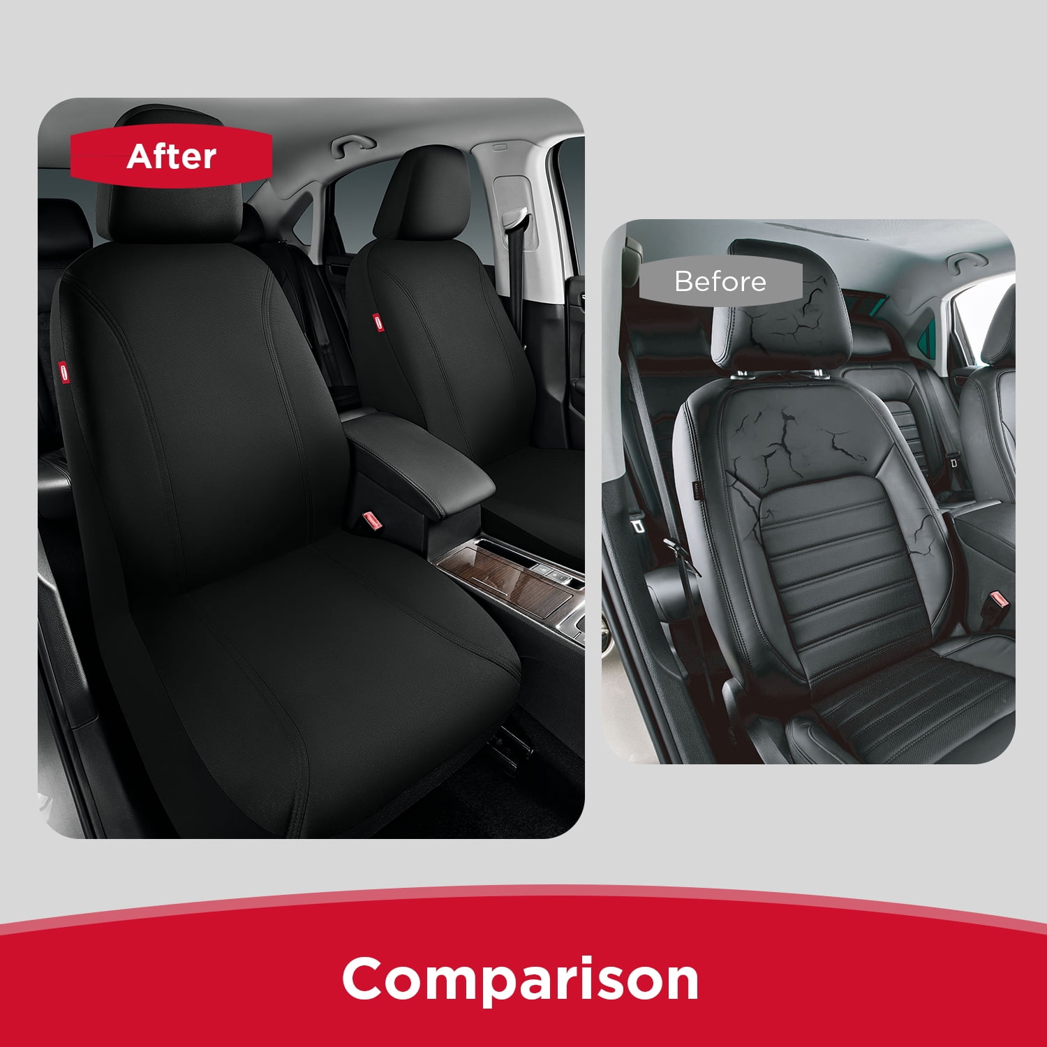 Rubbermaid Car Seat Cover, Leather & Air-Cool Mesh Front Seat Cover Airbag Compatible Slip On Installation Automotive Seat Cover Universal Fit For Most Cars Trucks Suvs Beige - View #7
