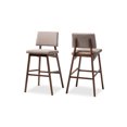 thumbnail image 2 of Baxton Studio Colton Mid-Century Modern Light Gray Fabric Upholstered and Walnut-Finished Wood Bar Stool, 2 of 5