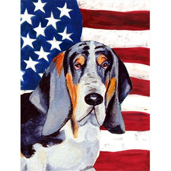 11 x 15 in. USA American Flag with Basset Hound Garden Size Flag