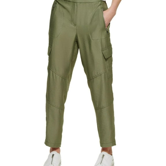 DKNY Womens Light Fatigue Casual Cargo Pants, Green, 2
