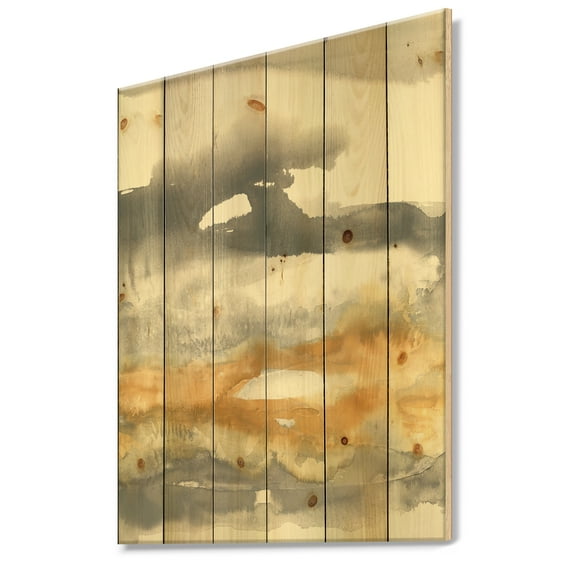 Designart 'Abstract Gold Glamour Direction I' Modern & Contemporary Print on Natural Pine Wood