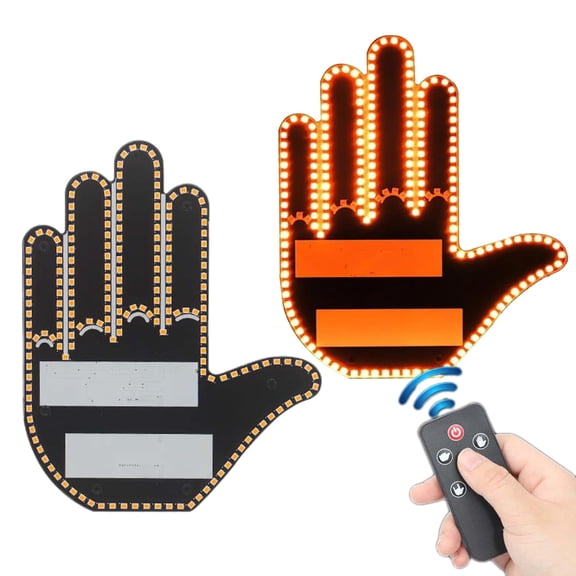 Car Gesture LED Decorative Light, Rear Windshield Hand‑Sign Novelty Light with Wireless Remote Control, Multi‑Gesture Modes, Battery Operated for Car(Batteries Not Included)