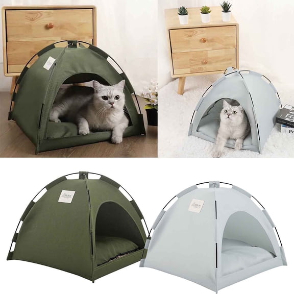 Tarmeek Pet Tent for Cats Dogs, Portable Foldable Indoor Outdoor Teepee with Mesh Windows, Carry Bag and Soft Cushion, Travel Hiking Camping Bed for Small Pets, 50x50x45CM