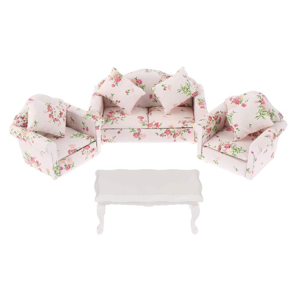 FANCY 1 Set Miniature Sofa Wood Table Retro Style DIY Seatcraft