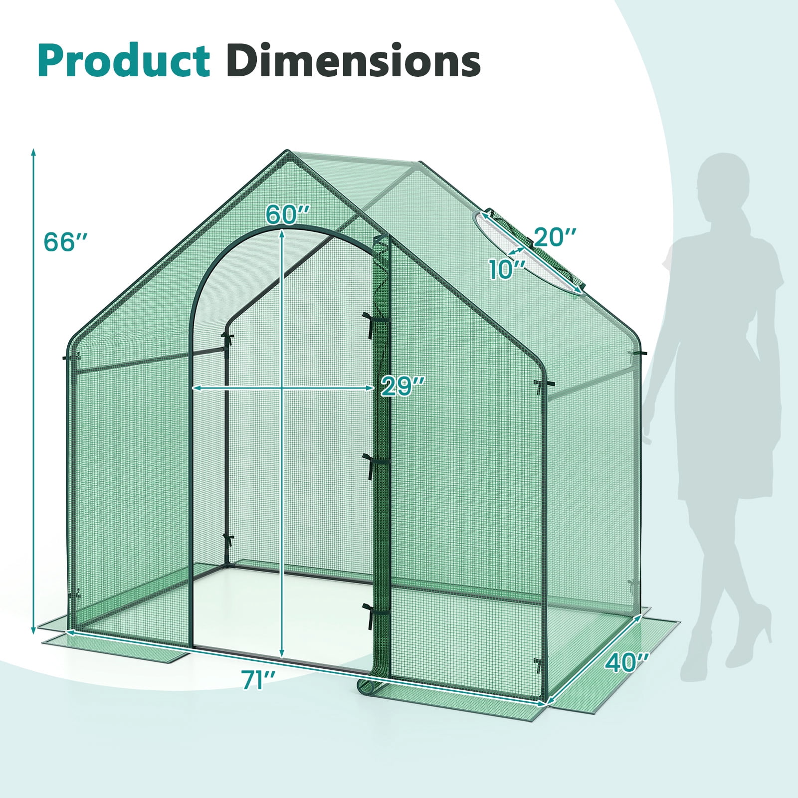 Costway 6 x 3 x 5.5FT Mini Walk-in Greenhouse with PE Cover Rustproof PE-Coated Metal Frame