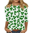 thumbnail image 5 of Mceream T-Shirt de la Saint-Patrick à Manches 3/4 pour Femme, Blouses à Col Rond, Décontracté, Vacances, Trèfle Irlandais, T-Shirts Graphiques, Tunique d'Été Amusante, Hauts de Festival, Grande Taille, Vert, M, 5 of 5