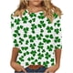 thumbnail image 5 of Xuyuer St. Patrick's Day Womens Fashion 3/4 Sleeve Round Neck Casual Cute T Shirts Shamrock Printed Graphic Tunic Blouses Tee Casua Basic Business Work Tops, 5 of 5