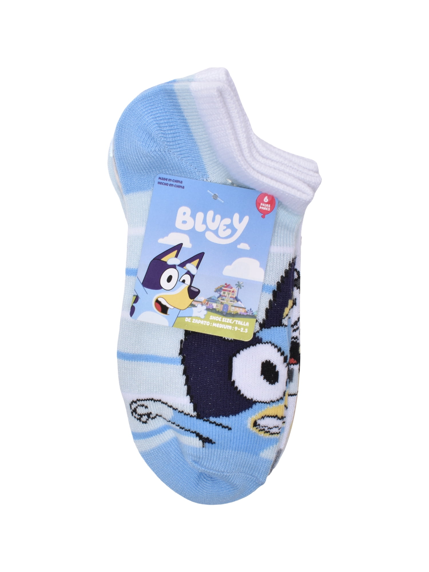 Bluey Boys No Show Socks, 6-Pack, Sizes M