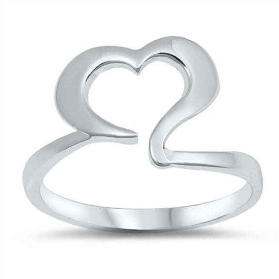 Sterling Silver Designer Heart Ring Size 9