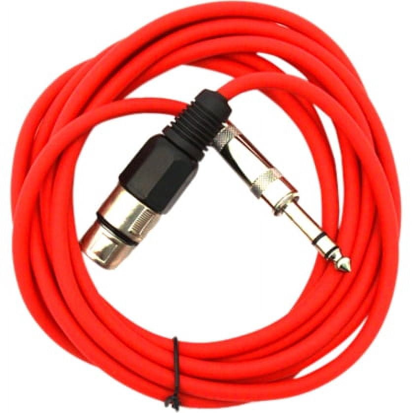 Seismic Audio SATRXL-F10, 6 Pack of Red 10' XLR Female to TRS Patch Cables