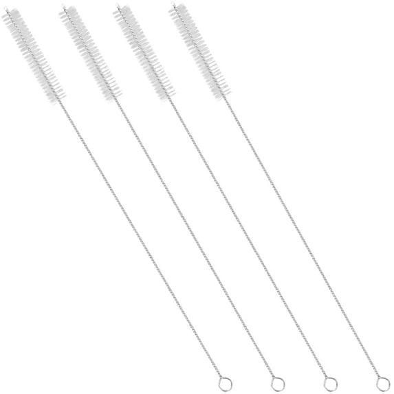 4-Pack Metal Straw Cleaner - Extra Long Stainless Steel Portable Brush for Cleaning Reusable Drinking Straws, Water Bottles and Pipes (12 in)