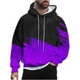 thumbnail image 2 of M-4X Plus Size Hoodies for Men with Pocket Big & Tall Fleece Lined Sweatshirts Mens Trendy Color Block Pullover Long Sleeve Thermal Hoodie Tops, 2 of 6