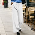 thumbnail image 6 of Women's Soft Nylon Spandex Stretch Trousers, Elastic Waist Straight Leg Long Pants with Functional Pockets, Tummy Control Slimming Fit, Casual Daily Wear, Work & Weekend | TruHer,White L, 6 of 9