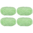 thumbnail image 1 of Uxcell 4 piezas de hilo de terciopelo suave de chenilla 4x100g/14.1oz (347yds) hilo esponjoso para tejer mantas de ganchillo en color verde claro, 1 of 6