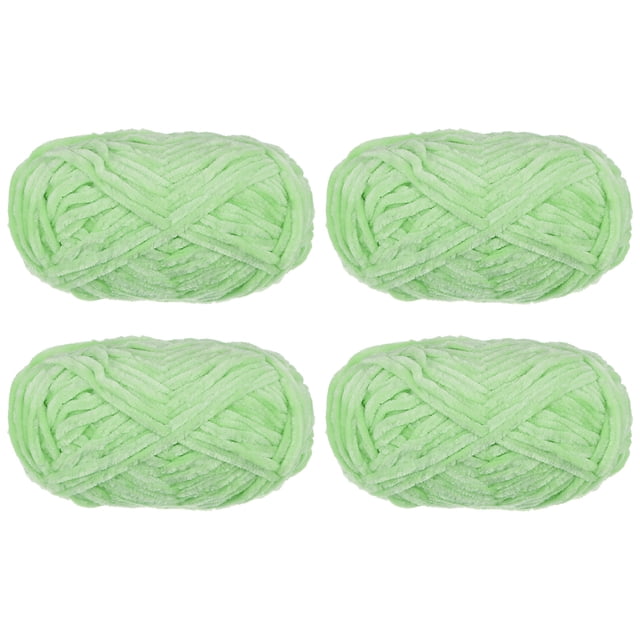 Uxcell 4 piezas de hilo de terciopelo suave de chenilla 4x100g/14.1oz (347yds) hilo esponjoso para tejer mantas de ganchillo en color verde claro