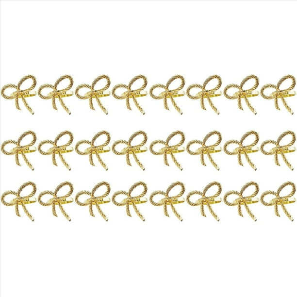24 Piezas Anillo de Servilleta de Oro Simple Mariposa Pajarita Servilleta Hebilla Hotel Restaurante Anillo de Tela de Boca Anillo de Servilleta de Metal