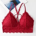 thumbnail image 2 of Comfortable Bras for Women Ladies Fashion Comfortable No Underwire Lace Floral Bra Underwear V-Neck No Underwire Bra Feature Hook and Eye Closure Longline Bra Style Y-604 , Red One Size, 2 of 2