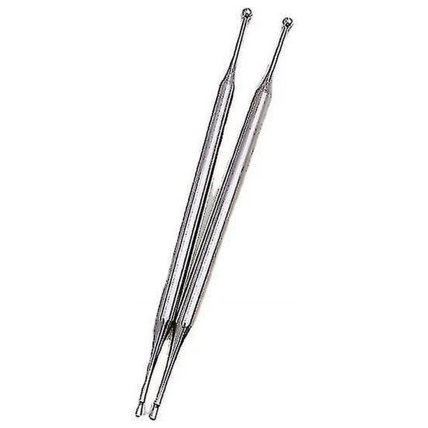 Sl Herramientas de reflexología facial de doble cabeza, herramienta de masaje de sonda de punto corporal de acupuntura de oído portátil de acero inoxidable (2 piezas)