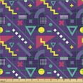 thumbnail image 2 of Retro Fabric by the Yard, Memphis Art Design Group Vintage Geometric Pop 80's Zigzags Forms Print, Decorative Upholstery Fabric for Chairs & Home Accents, Purple and Multicolor by Ambesonne, 2 of 5