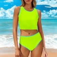 thumbnail image 2 of QIUOMBBP 2 Piece Tankini Swimsuits for Women Full Coverage Cropped Tank Top with High Waist Bottom Beach Vacation Modest Bathing Suit Green XL, 2 of 10