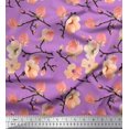 thumbnail image 1 of Soimoi Purple Viscose Chiffon Fabric Peach Flower Watercolor Printed Fabric 1 Yard 42 Inch Wide, 1 of 3