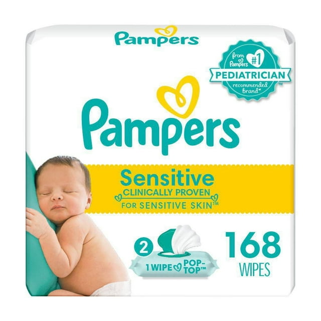Lingettes pour bébés non parfumées Pampers Sensitive, 3X boîtes distributrices