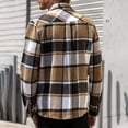 thumbnail image 3 of Men's casual long sleeve shirt lapel button Double side pockets top youth plaid outwear, 3 of 6