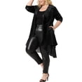thumbnail image 4 of Agnes Orinda Women's Plus Size Cardigan Ruffled Asymmetric Open Front Long Velvet Jackets 3X Black, 4 of 6