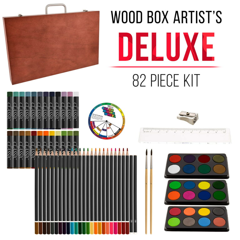 Art Set Kit for Painting with Wooden Suitcase, 81 pcs.