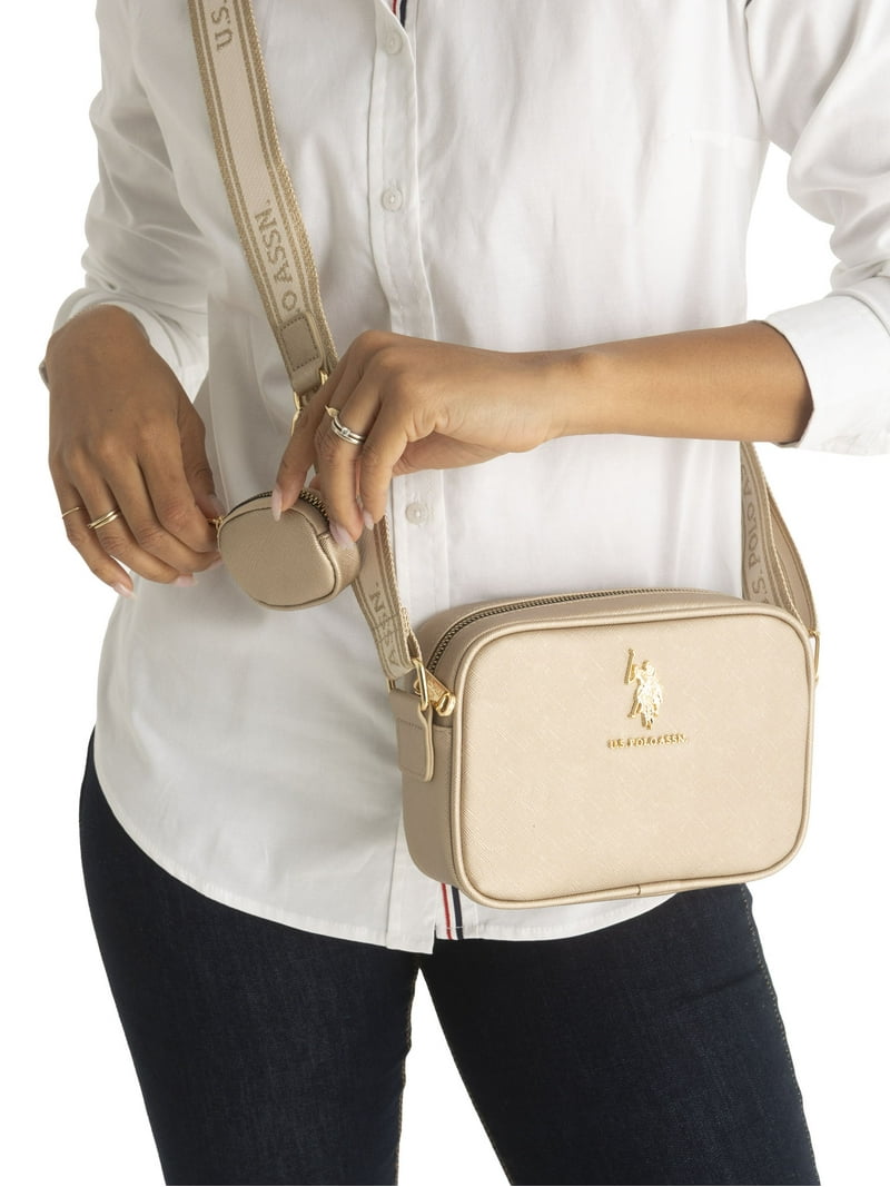 ｕｓポロＡＳＳＮバッグ（ベージュ） U.S. Polo Assn. Signature Crossbody Bag, Champagne - Walmart.com