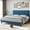 Blue, variant on 2024 New Full Size Upholstered Platform Bed Frame with Button Tufted Headboard and Wooden Slats -MetalNo Box Spring Needed