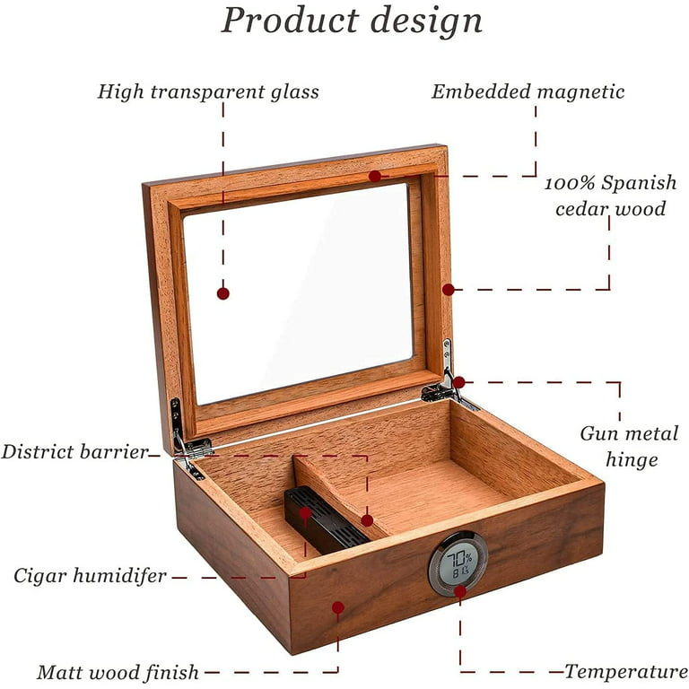 GALINER Cedar Wood Cigar Humidor De Puros Luxury Big Humidor Box Home Cigar  Case W/ Hygrometer Humidifiers