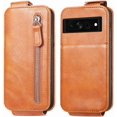 thumbnail image 3 of Zipper Wallet Case for Google Pixel 7 with Card Holder Slot, PU Leather Adjustable Kickstand Flip Handbag Phone Cover for Google Pixel 7 SDLL Orange, 3 of 14