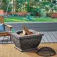 thumbnail image 2 of Outdoor 32" Wood Burning Light-Weight Concrete Square Fire Pit, Grey, 2 of 9
