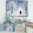 thumbnail image 3 of Couple In Love Walks During Snowy Winter Times 40 in x 30 in Framed Painting Canvas Art Print, by Designart, 3 of 4