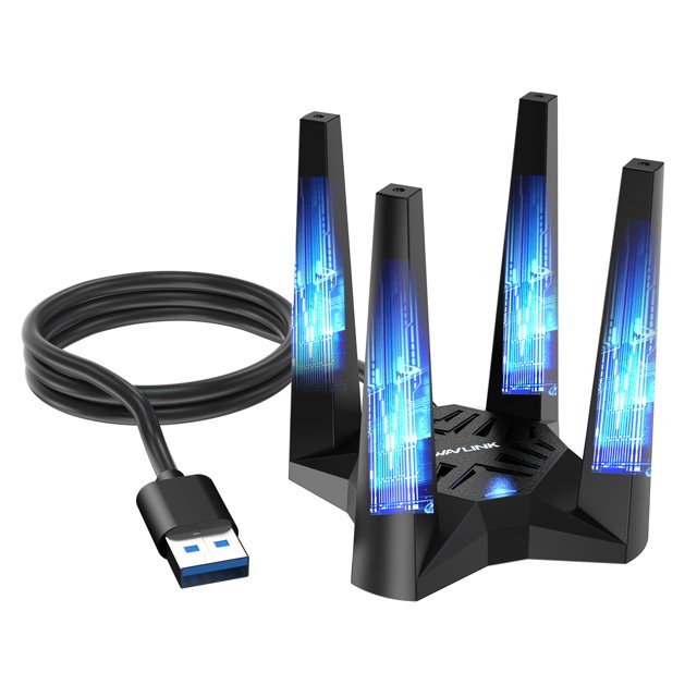 Adaptador USB WiFi 6E WAVLINK AX5400 tribanda con 4 antenas
