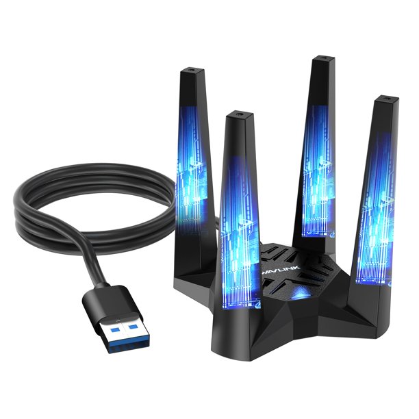 Adaptador USB WiFi 6E WAVLINK AX5400 tribanda con 4 antenas