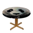 thumbnail image 3 of WYYP Panda Bear Flowers Kawaii Round Tablecloth 100% Polyester Fiber Outdoor Fitted White, 3 of 8