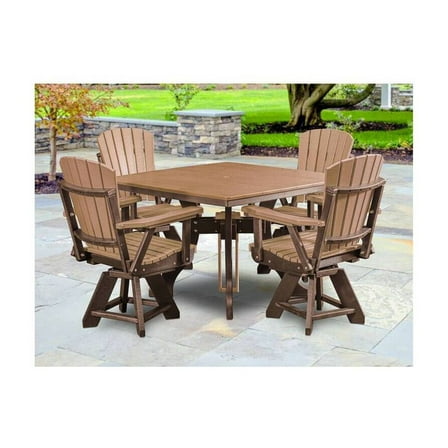 5-Piece Square Dining Set - UV-Proof Outdoor Furniture - Tudor Brown Base