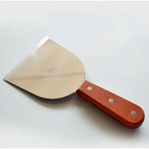 New Creative Stainless Steel Teppanyaki Barbecue Spatula Wood Handle