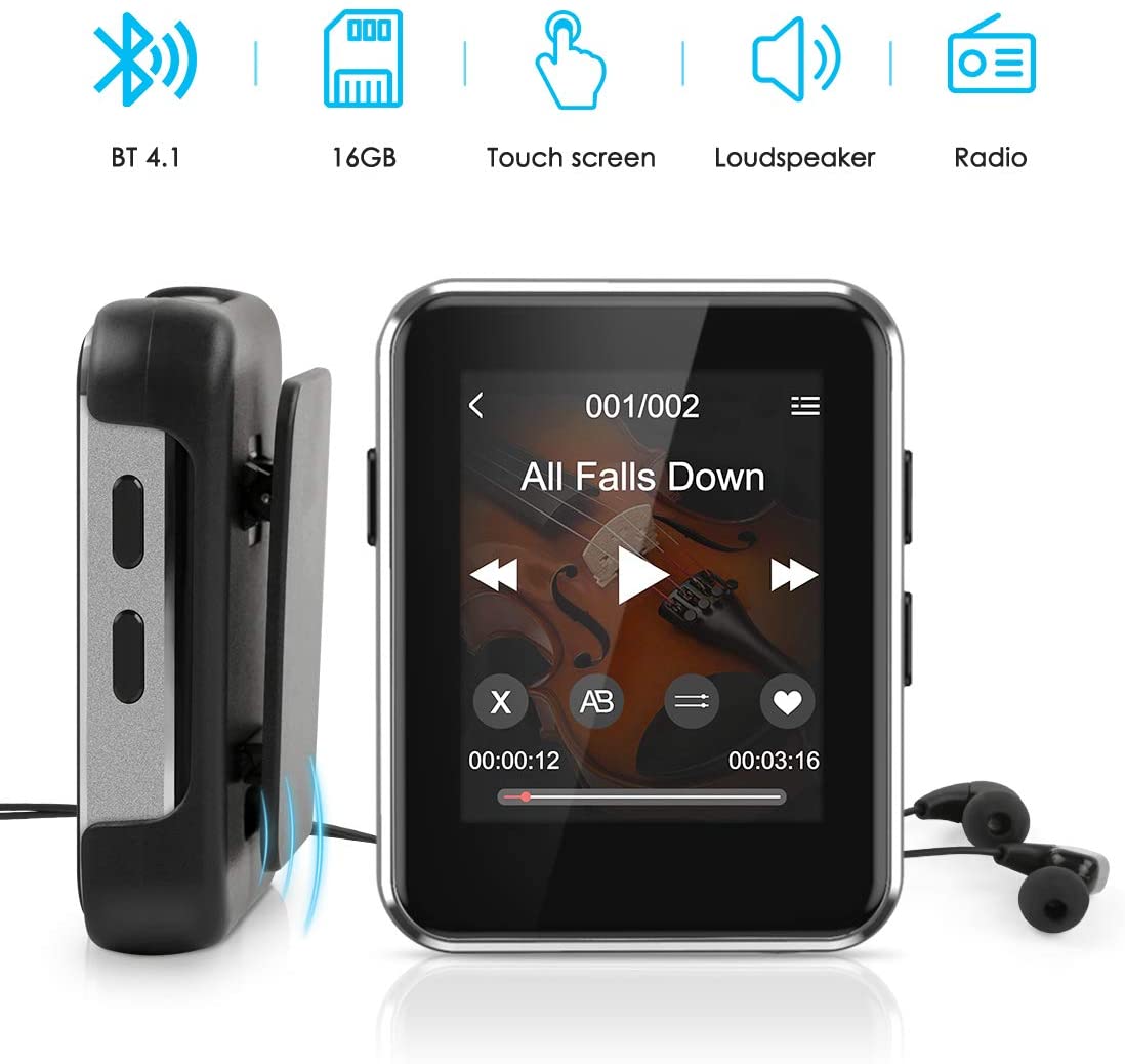 MP3 Player 16GB with BT 4.1 Supports TF up to 128GB,Timoom X1 MP3 HiFi Lossless Sound Music
