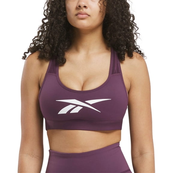 Reebok Lux Vector Sports Bra Women's Purple Stretch Scoop Neck Racerback FTS1377