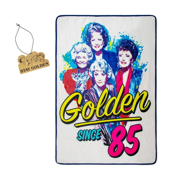 Just Funky Golden Girls Fleece Blanket [45 x 60 inches] with Air Freshener for All Ages