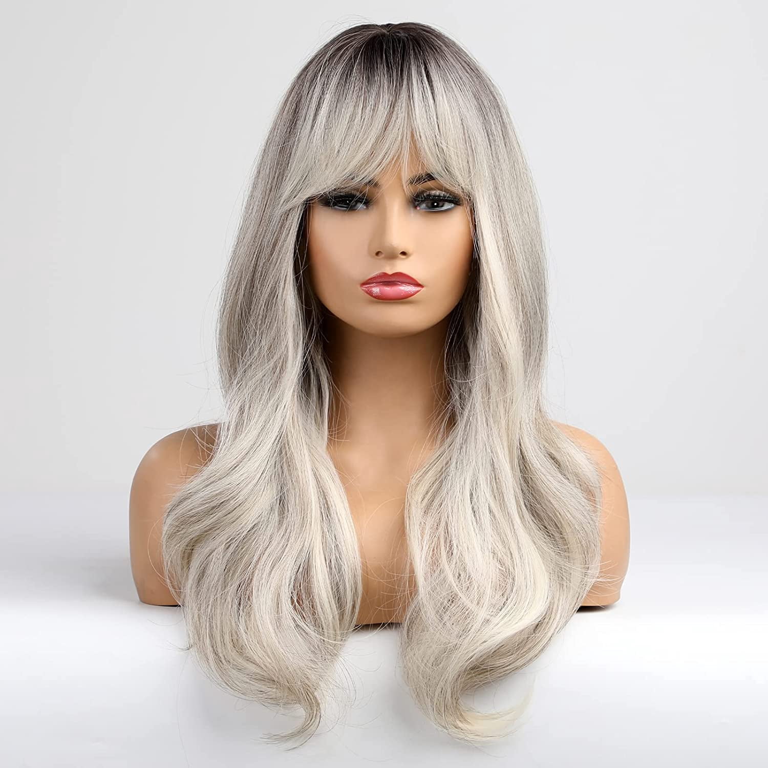 Long Wave Wigs for Women Girls Natural Wave Middle Part Hair Heat Resistant Fibre Synthetic Wigs Women's Wig Daily Use Natural looking A16