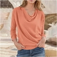 thumbnail image 2 of Plebaso Womens Elegant Tops Ruched Neck Casual Loose Tunic Shirts Long Sleeve Business Dressy Blouses, 2 of 5