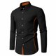 thumbnail image 1 of pstuiky Camisas casuales de manga larga para hombre, Camisa blusa informal de manga larga con cuello vuelto y botones de patchwork para hombre salir tops m, 1 of 9