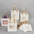 thumbnail image 4 of 12 bolsas de papel blanco para manualidades, de 5,9 x 5,9 pulgadas, con asas, para regalos de fiesta, con ventana cuadrada transparente., 4 of 7