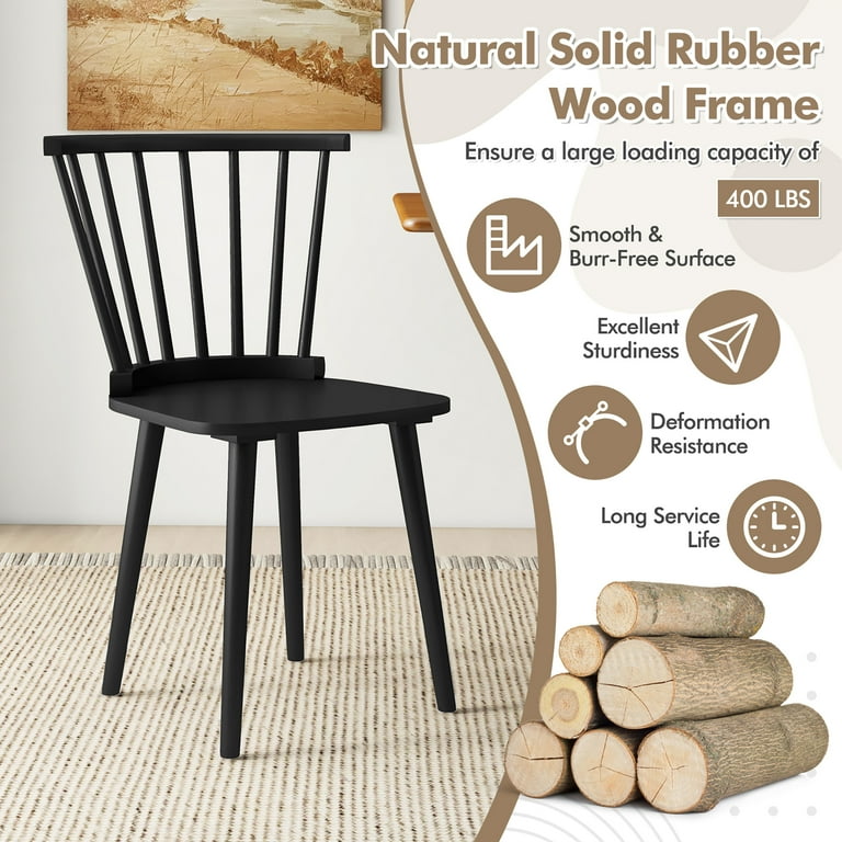 Gymax 4 PCS Dining Chair Windsor High Spindle Back Wood Kitchen