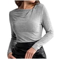 thumbnail image 1 of Timegard T-Shirts à Manches Longues pour Femmes Col Rond Hauts Tendance Couleur Unie Blouses Basiques Décontractées Confortables, 1 of 4