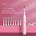 thumbnail image 3 of Cepillo de dientes eléctrico sónico para adultos con temporizador, vibrador automático ultrasónico para blanquear los dientes, IPX7, resistente al agua, 4 cabezales de cepillo, tipo USB, 3 of 5
